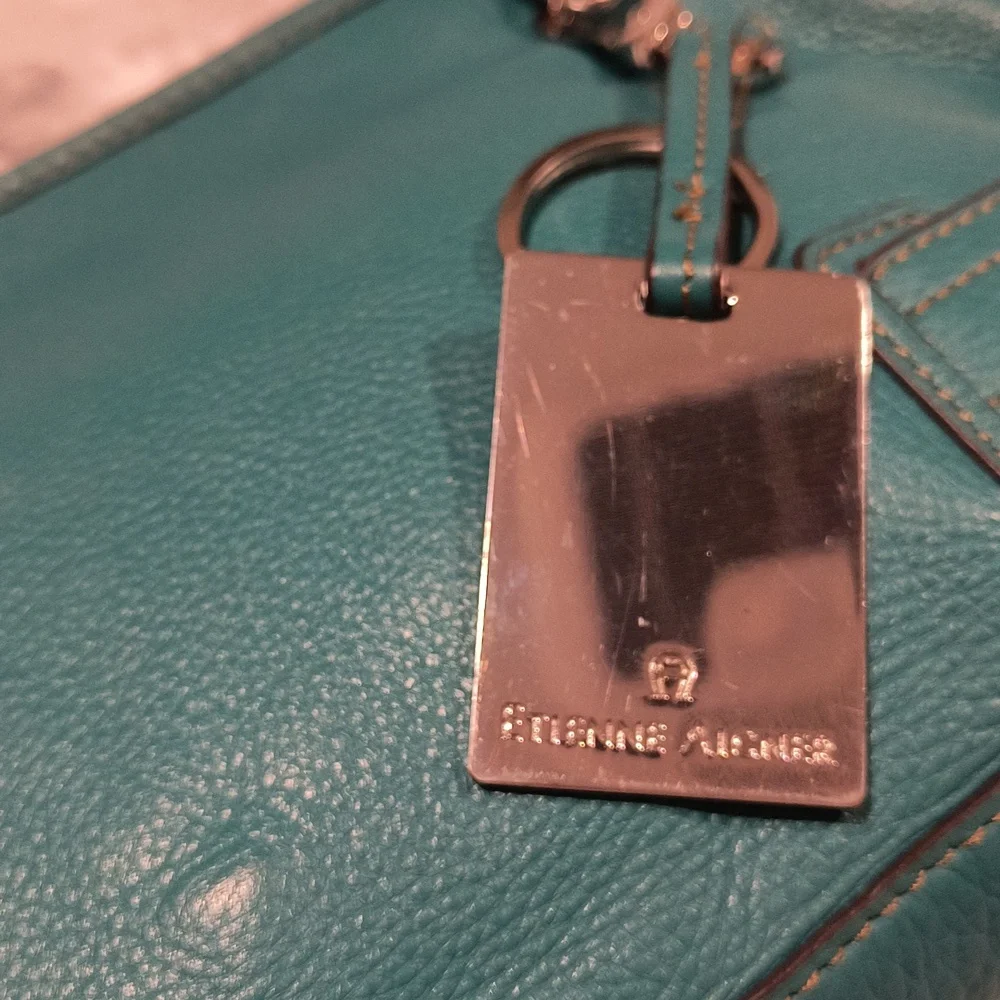 Etienne Aigner Leather Teal Handbag/shoulder bag, EUC 13